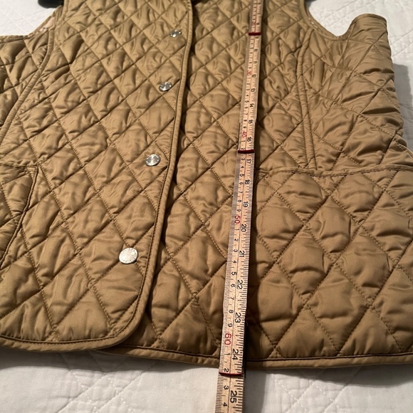 LL Bean Vest Women’s Large Tan Quilted Utility Field Hunting Plaid Lined NWOT - Picture 9 of 10